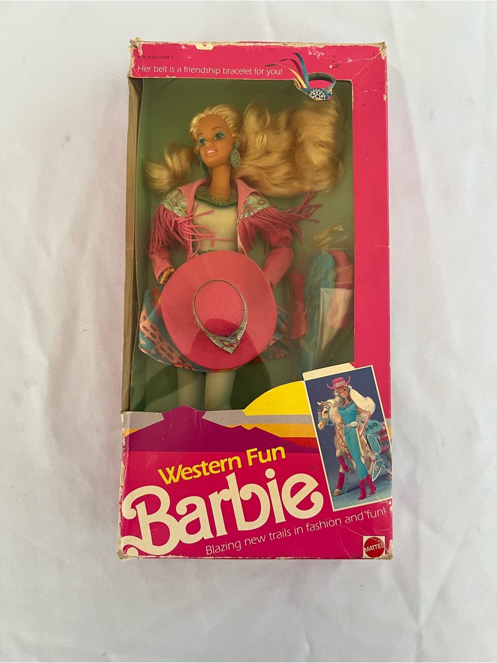 Vintage 1989 Western Fun Barbie Pink Western Outfit with Turquoise Accents